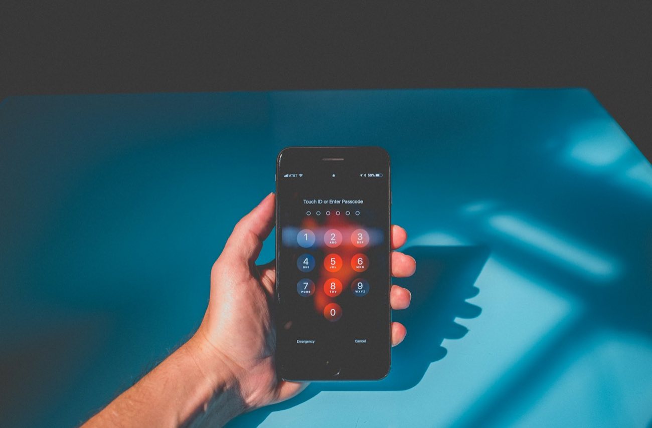 Hand holding a phone