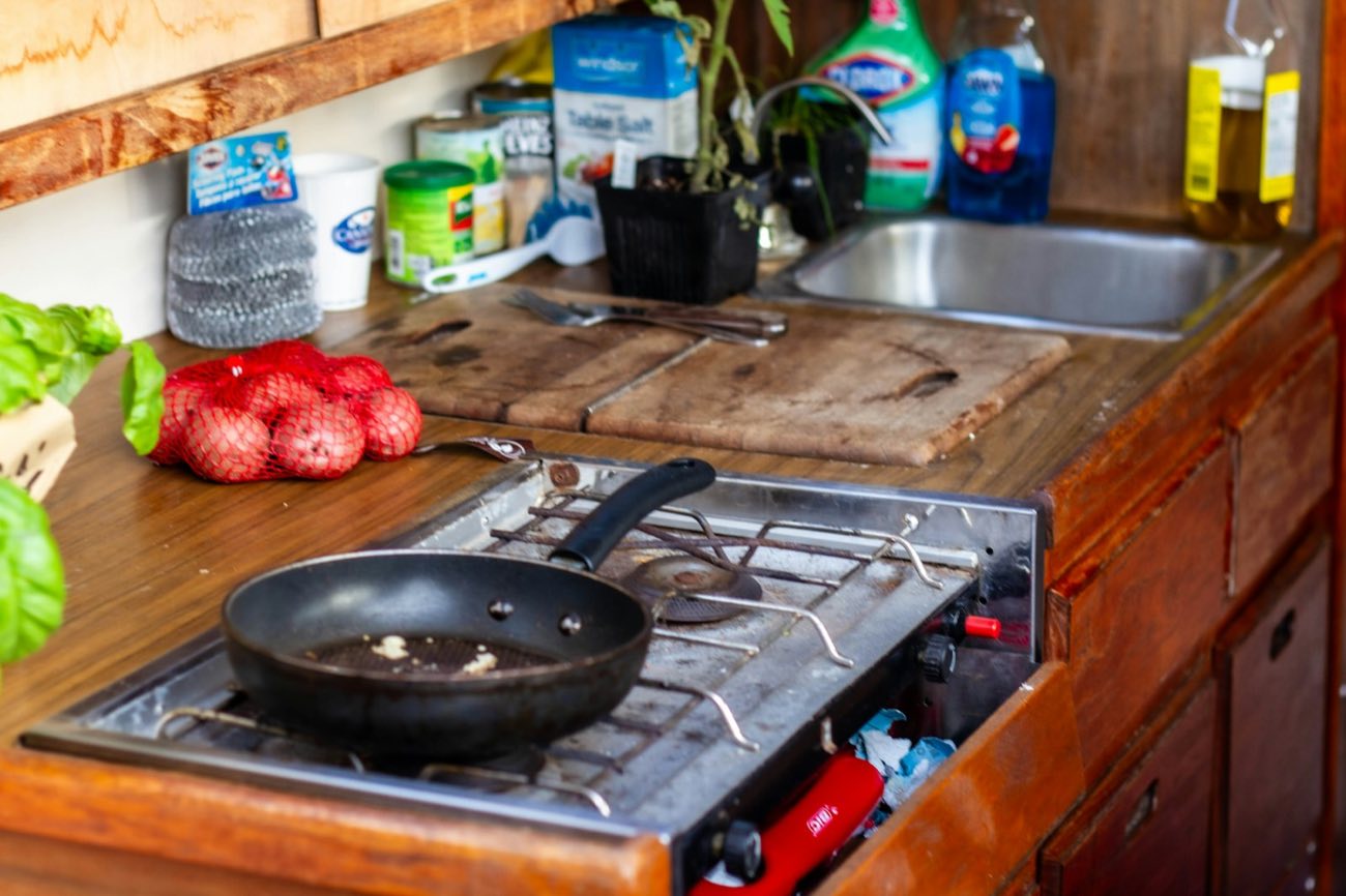 Pan on a small stove