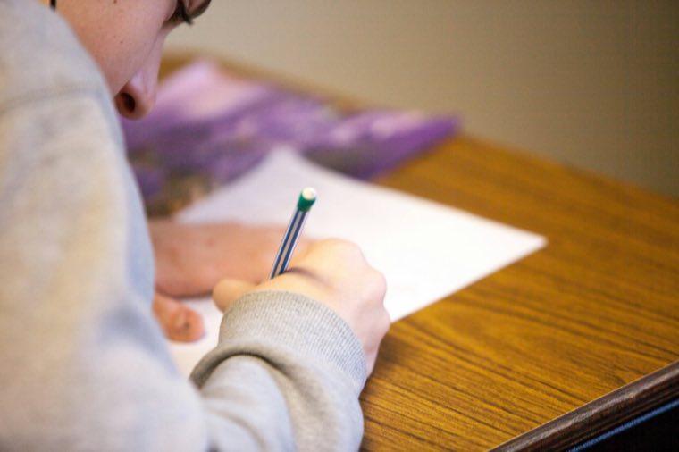 Hand writing on a paper form