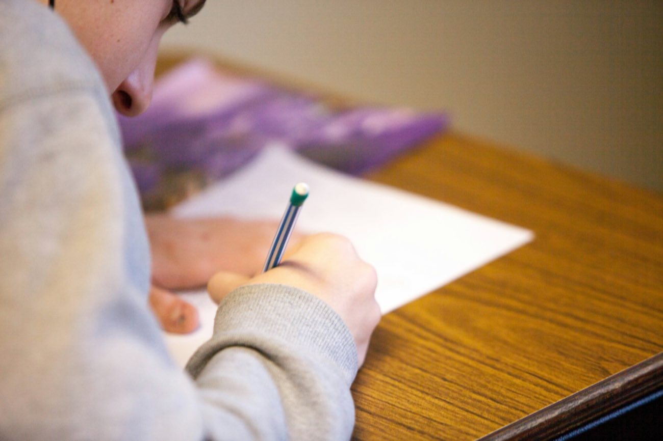 Hand writing on a paper form