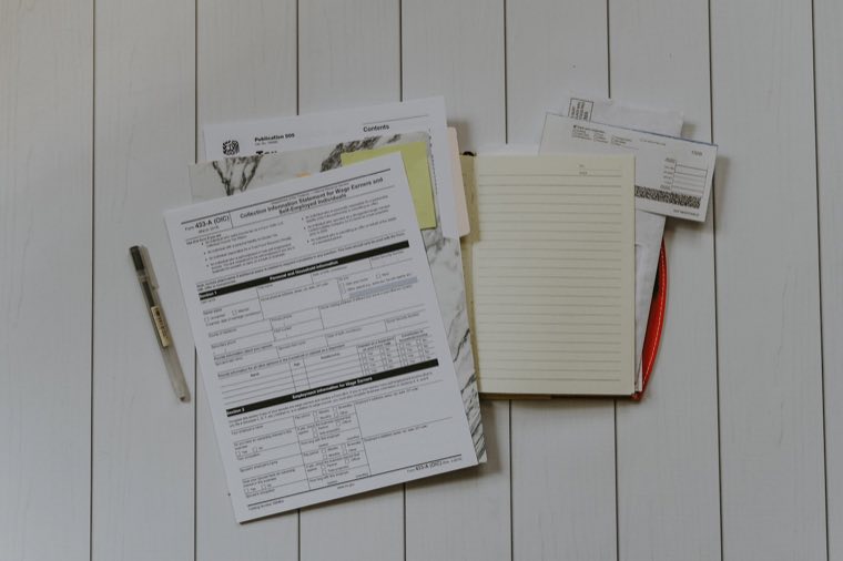 Tax forms on a table