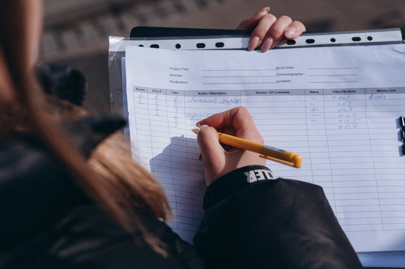 Form being filled in with a pen