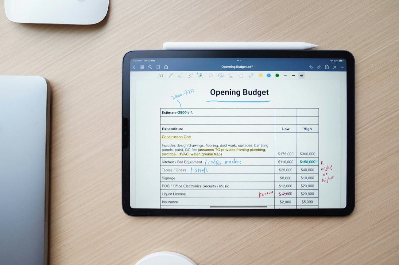 A document open on a tablet