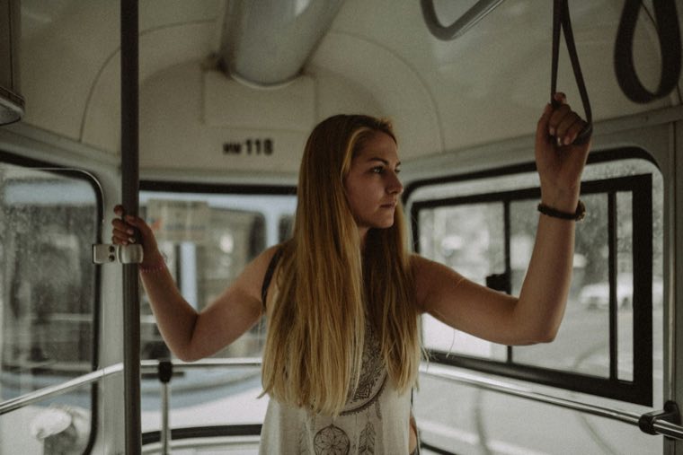 Young woman on a tram